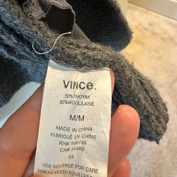 Vince Textured Wool Blend Shawl Neck Open Cardigan in Gray - Picture 5 of 7